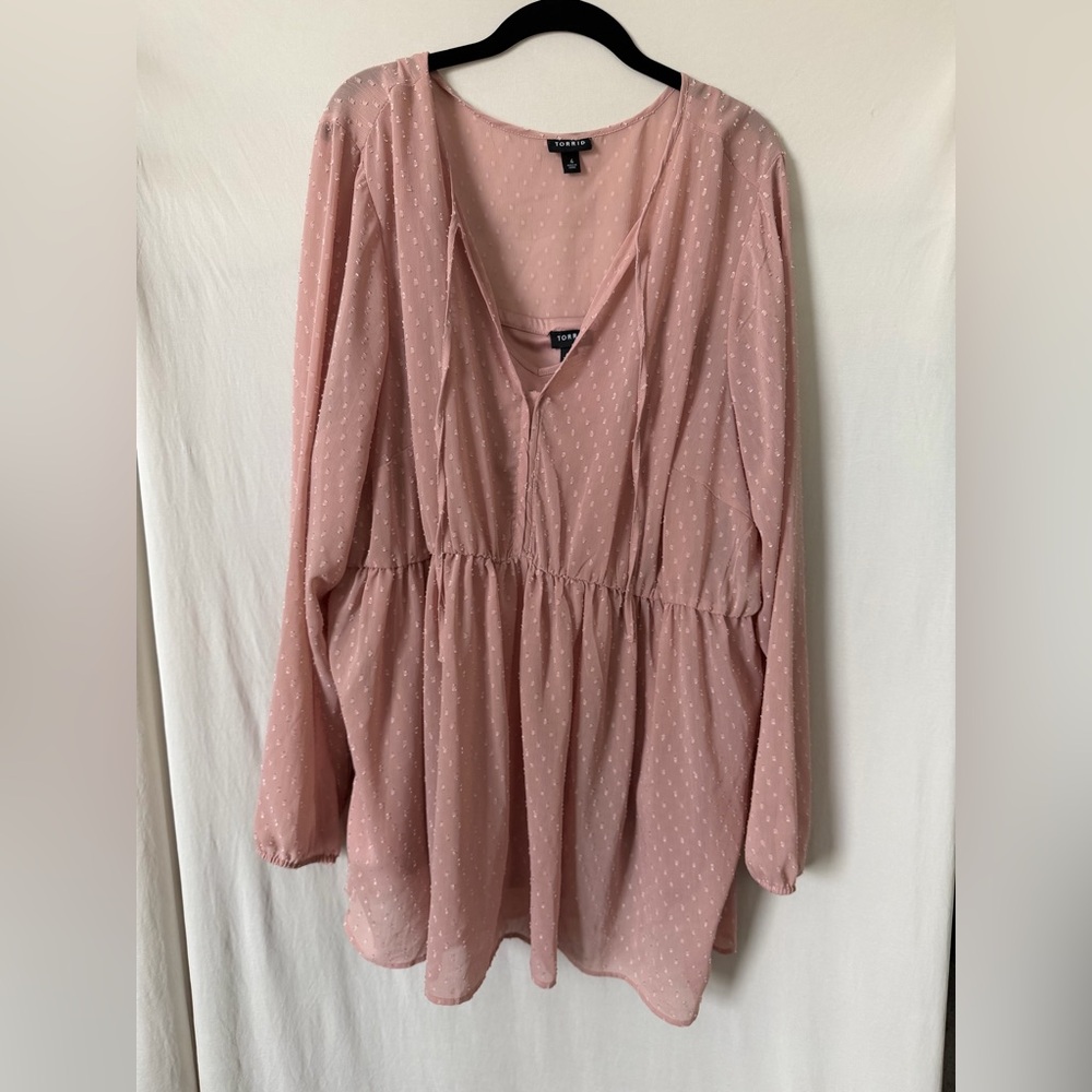 torrid Blush Pink Long Sleeve Peplum Tunic